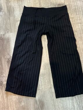 lululemon athletica Black Cropped Pinstripe Wide-Leg Pants